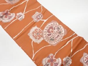 リサイクル 変わり丸文に鳥・抽象草花模様織出し名古屋帯